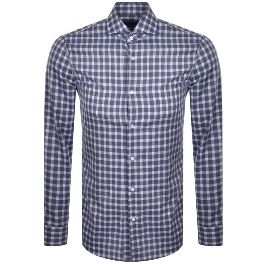 Alternative Image for ProductBOSS Jason Check Long Sleeved Shirt Navy1